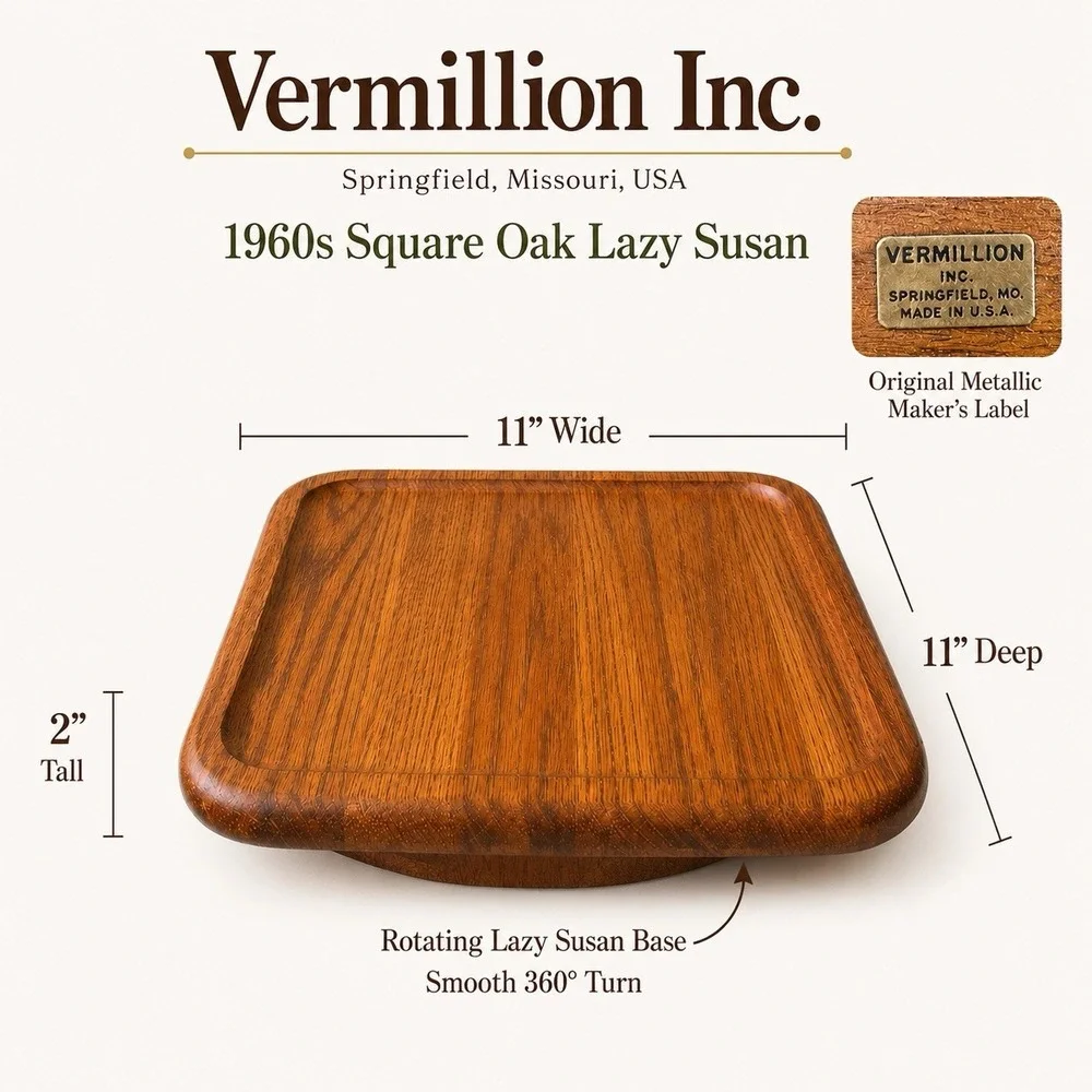 Rare Vintage 1960s Vermillion Oak Lazy Susan MCM Scandi Charcuterie Cheese Board
